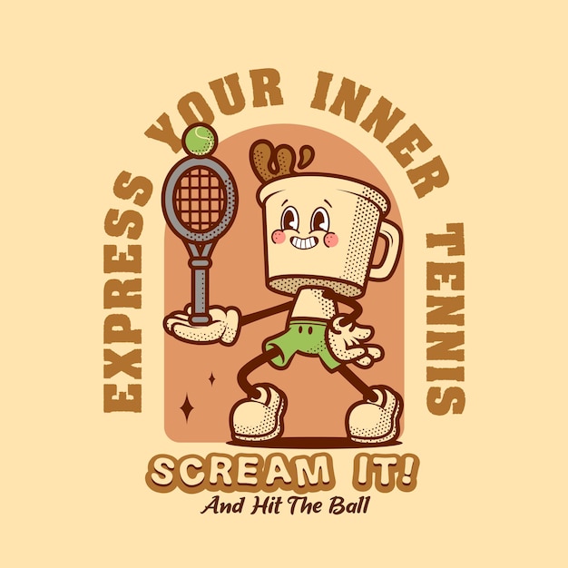 Mug Tennis Mascot Logo Vintage and Retro