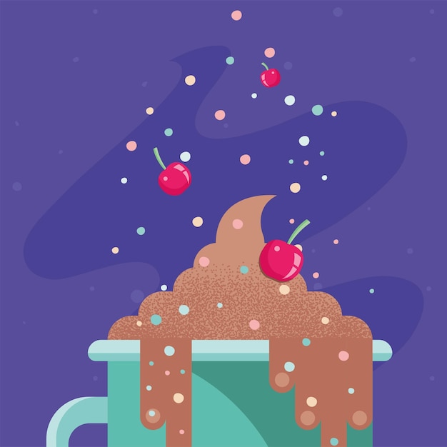 Mug with berries and chocolate poster