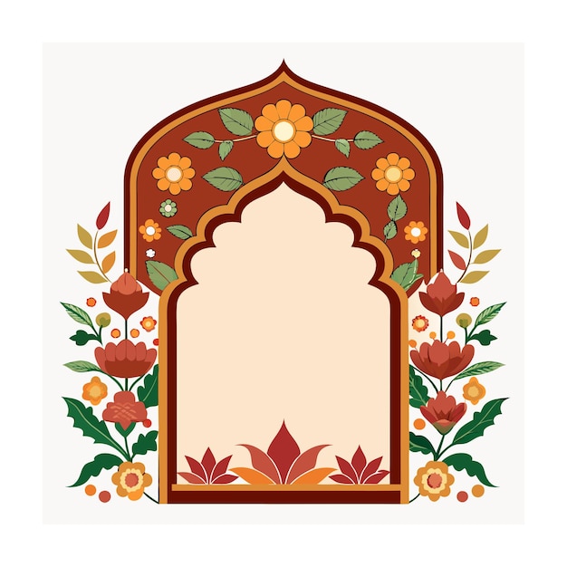 Mughal Garden frame Vector Illustration