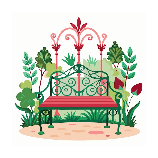 Vector mughal garden illustration with garden frame