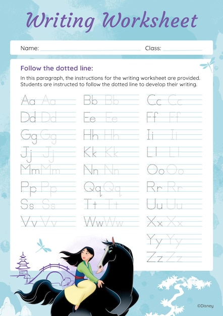 Vector mulan writing worksheet