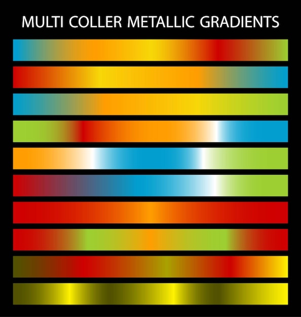 multi color metallic gradients for print design or post design backgrounds