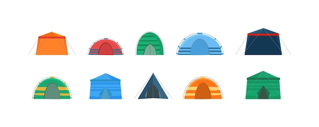 Multi Colored tents for camping in the nature and for outdoor celebrations.