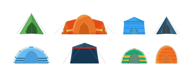 Multi Colored tents for camping in the nature and for outdoor celebrations