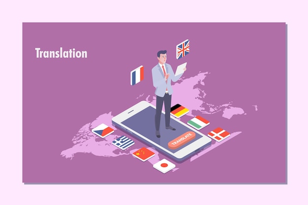 Multi language translator concept illustration