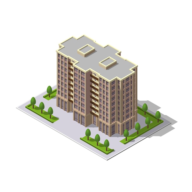  multi-storey building, tower with parking place, trees