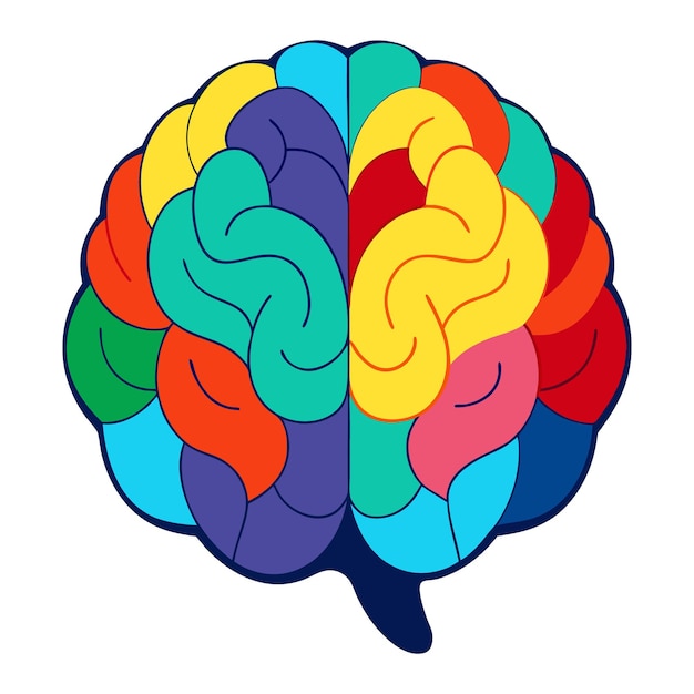 Vector multicolor brain drawing illustration