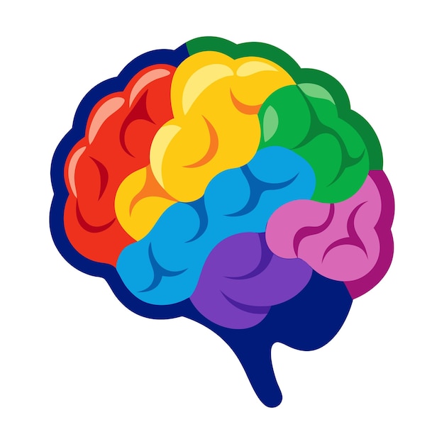 Vector multicolor brain drawing illustration