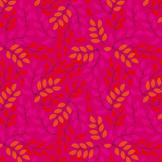 Multicolor leaves botanical seamless pattern