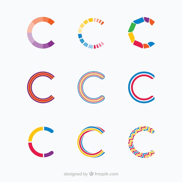 Multicolor letter c logo collection 