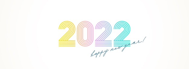 Multicolored 2022 new year logo with calligraphic greeting