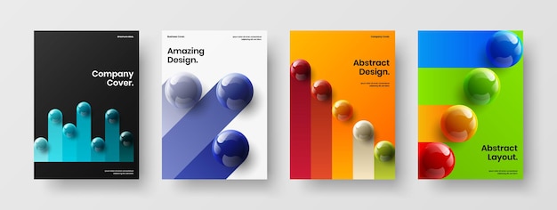 Multicolored 3D spheres handbill template set