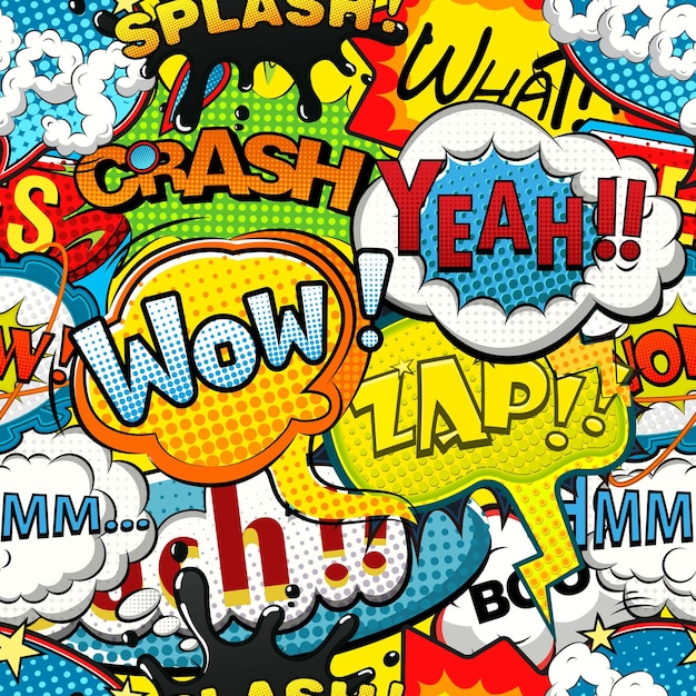 Multicolored comics speech bubbles seamless pattern