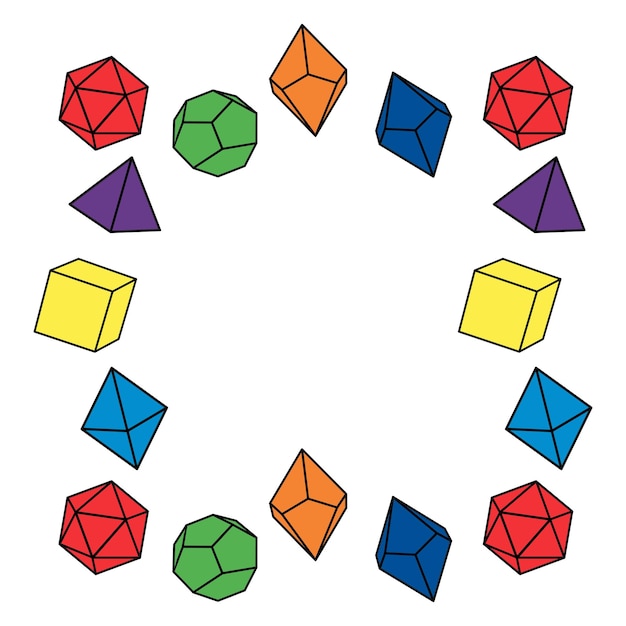 Multicolored dice frame in square shape vector