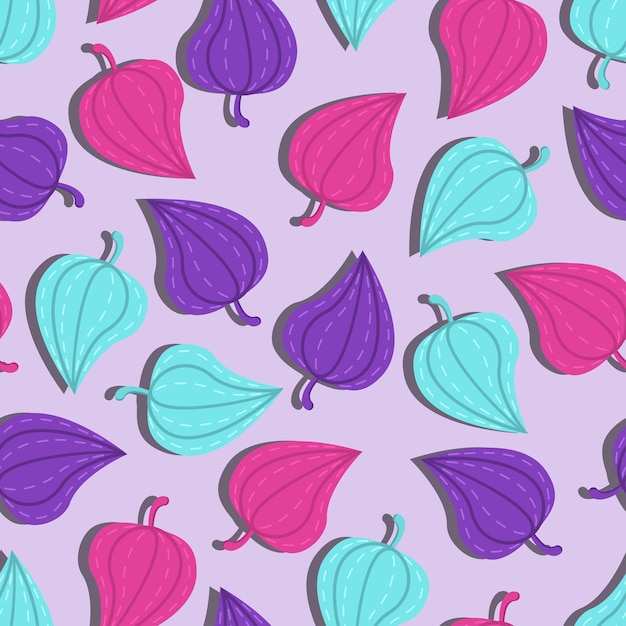 Multicolored flowers Physalis pattern. flat vector illustration.