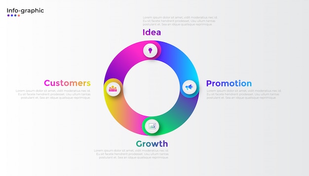 Multicolored gradient infographic template design with icons