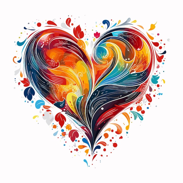 Multicolored heart vector design Holi art heart illustration