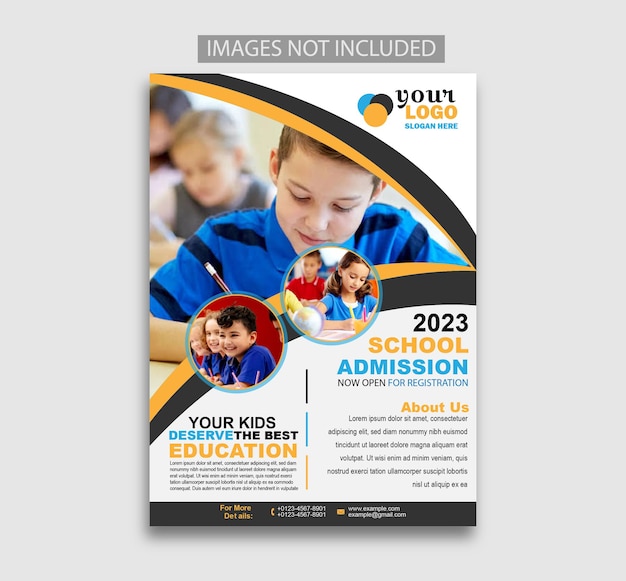 multicolored kids children back to school education admission flyer design template