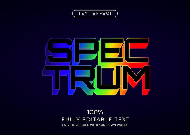 Multicolored light spectrum text effect Editable font style