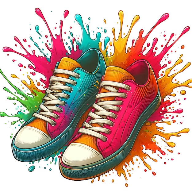 Multicolored rainbow sneakers Vector illustration