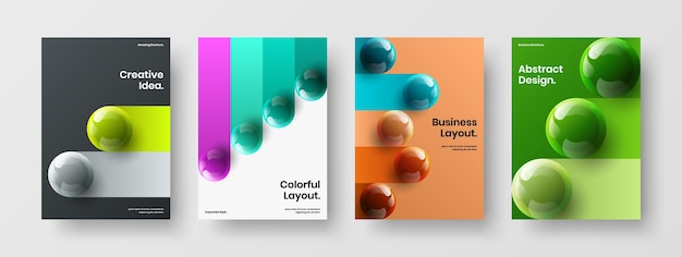 Multicolored realistic spheres company cover template set