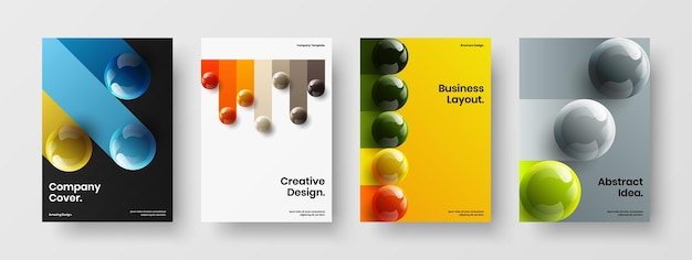 Multicolored realistic spheres front page template composition