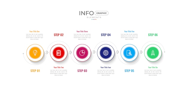 Multicolored Timeline Infographic with icons and options or steps