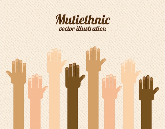 Multiethnic design over beige background vector illustration