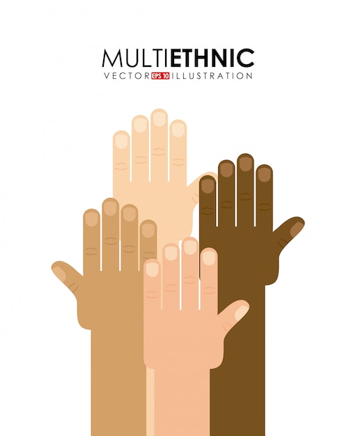 Multiethnic design over white background vector illustration