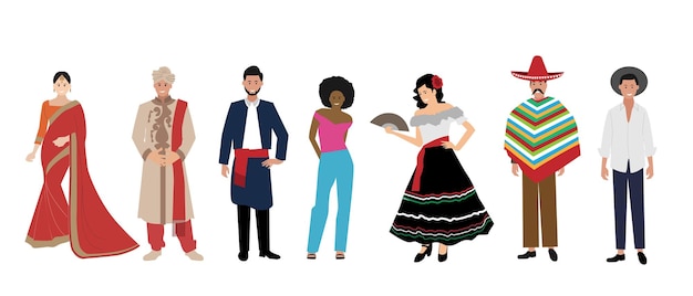 Multiethnic group of people standing together vector illustration