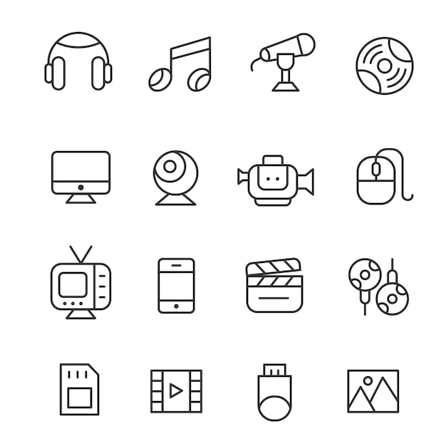 Multimedia icons set