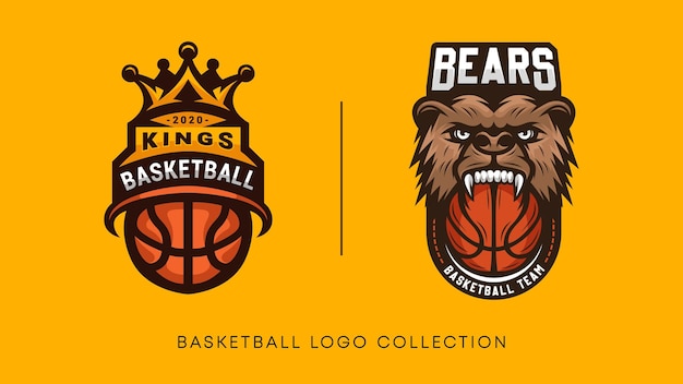 Vector multiple basketball mascot logo design collection