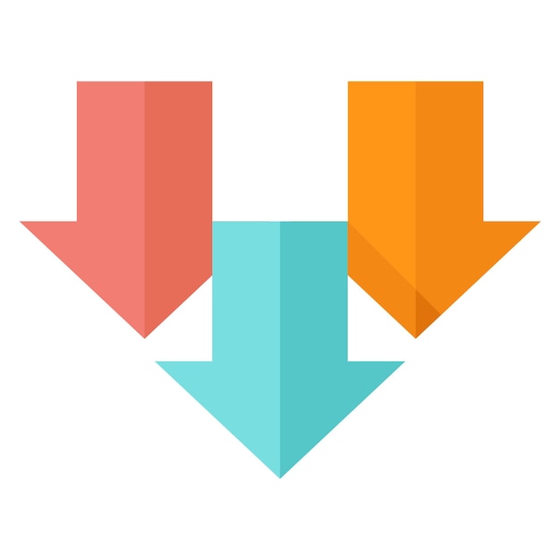 Multiple download arrow icon in flat color style