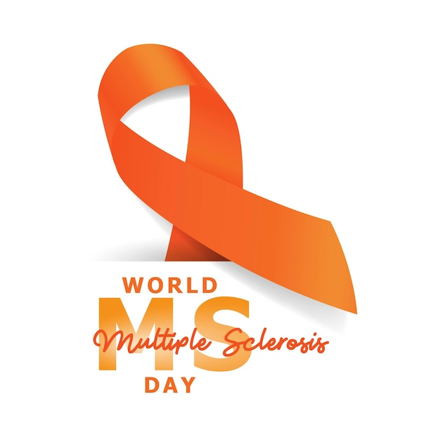 Multiple Sclerosis Day World MS Day design with orange ribbon illustration