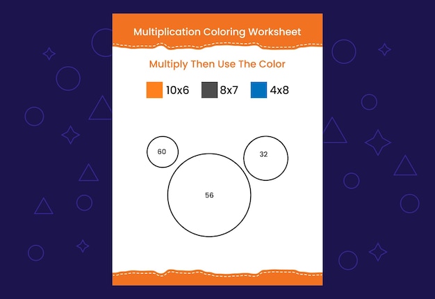 Multiplication Coloring worksheet with the image Color by numbers math game