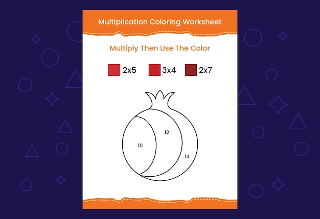 Multiplication Coloring worksheet with the image Color by numbers math game