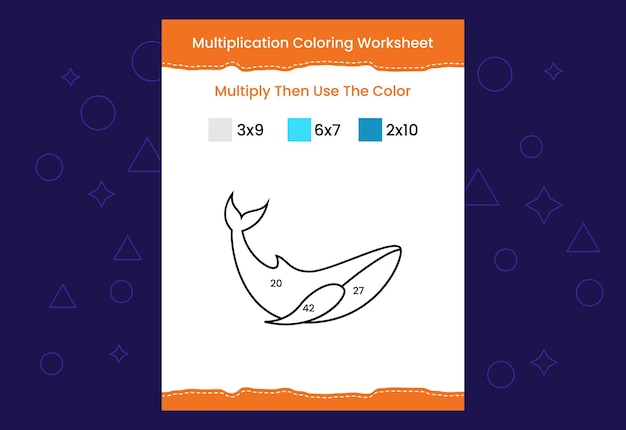 Multiplication Coloring worksheet with the image Color by numbers math game