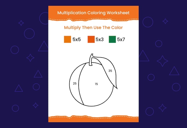 Multiplication Coloring worksheet with the image Color by numbers math game