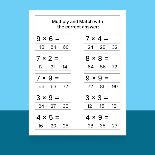 Vector multiplication math worksheets for kids.