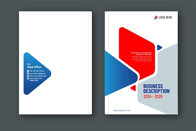 Multipurpose book cover red and blue color modern professional design template