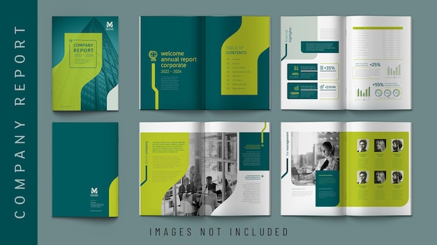 Vector multipurpose company profile annual report green and gray color