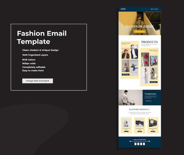 Vector multipurpose fashion e-commerce e-newsletter mailchimp email marketing template