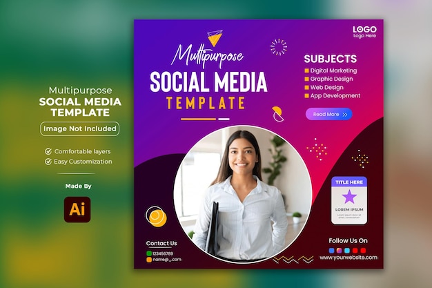 Multipurpose social media marketing post template