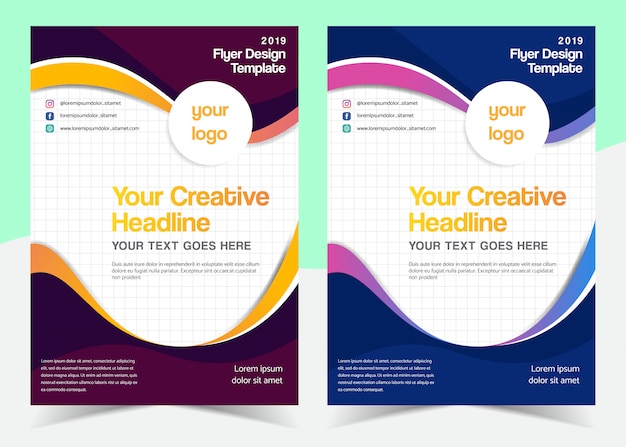 Multipurpose Wavy Flyer Template Design with different color