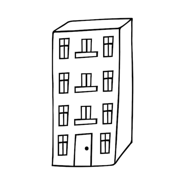 Multistorey house in doodle style