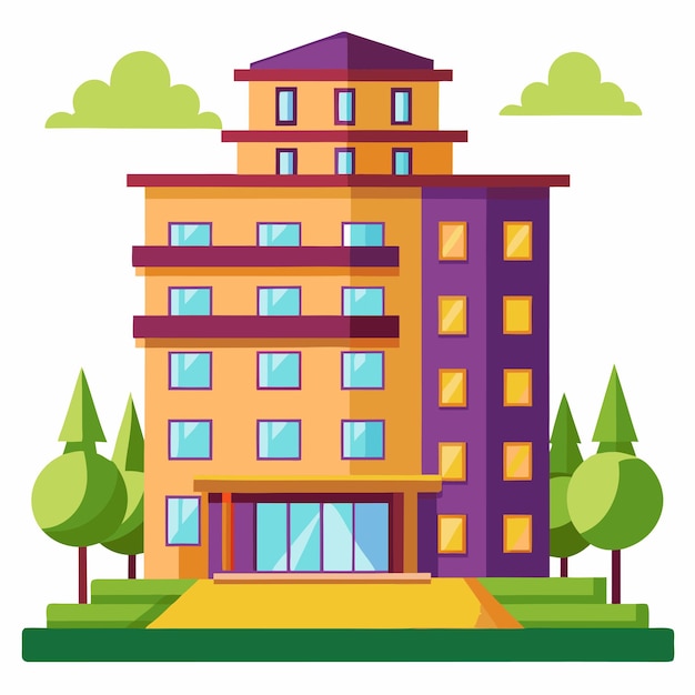 Vector multistory building clipart vector art and illustration