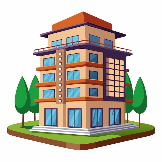 Vector multistory building clipart vector art and illustration