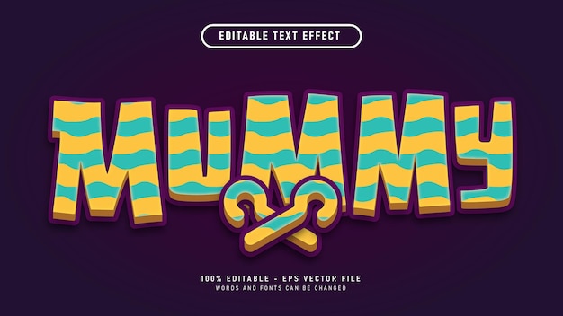 Mummy cartoon text style 3d editable text effect