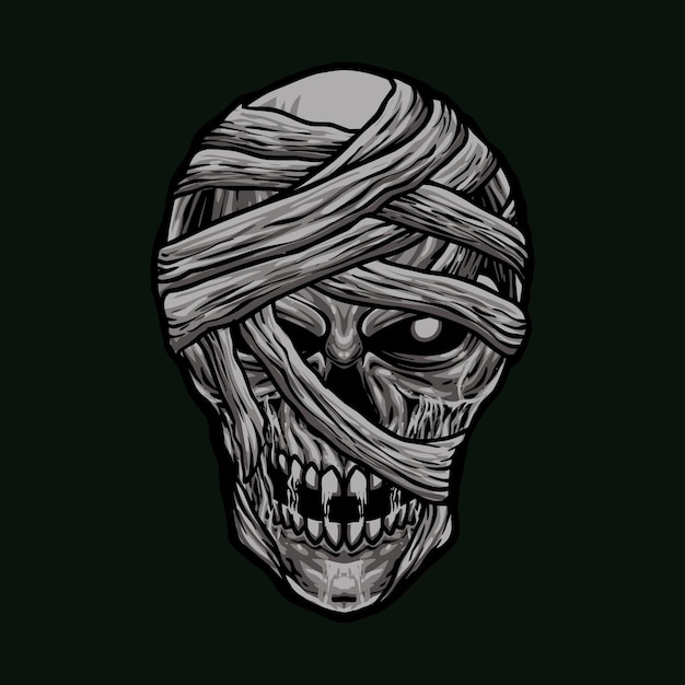 The mummy head illustration design at isolated background