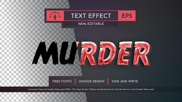 Vector murder editable text effect font style